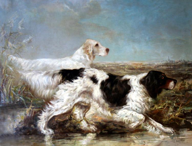 Verner Moore White Typical Verner Moore White hunt scene featuring dogs oil painting picture